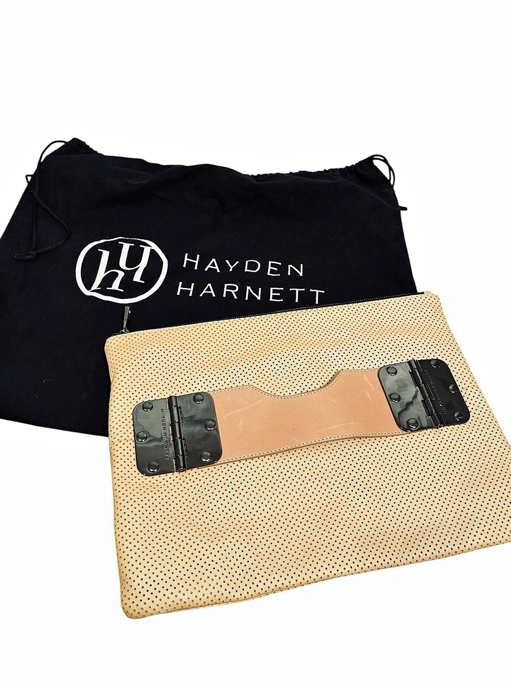 Hayden Harnett Leather Clutch in Tan & Black Like New Office